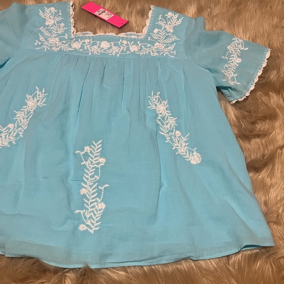 Lilly Pulitzer Tamryn | Blue Ibiza | Short Sleeve Blouse - Picture 3 of 7